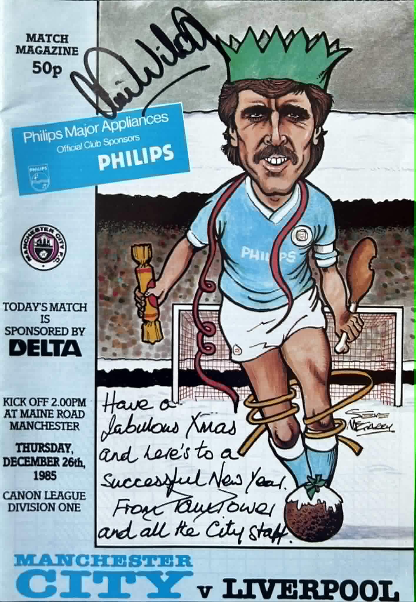 City 1 Liverpool 0 December 1985 Signed by Clive Wilson