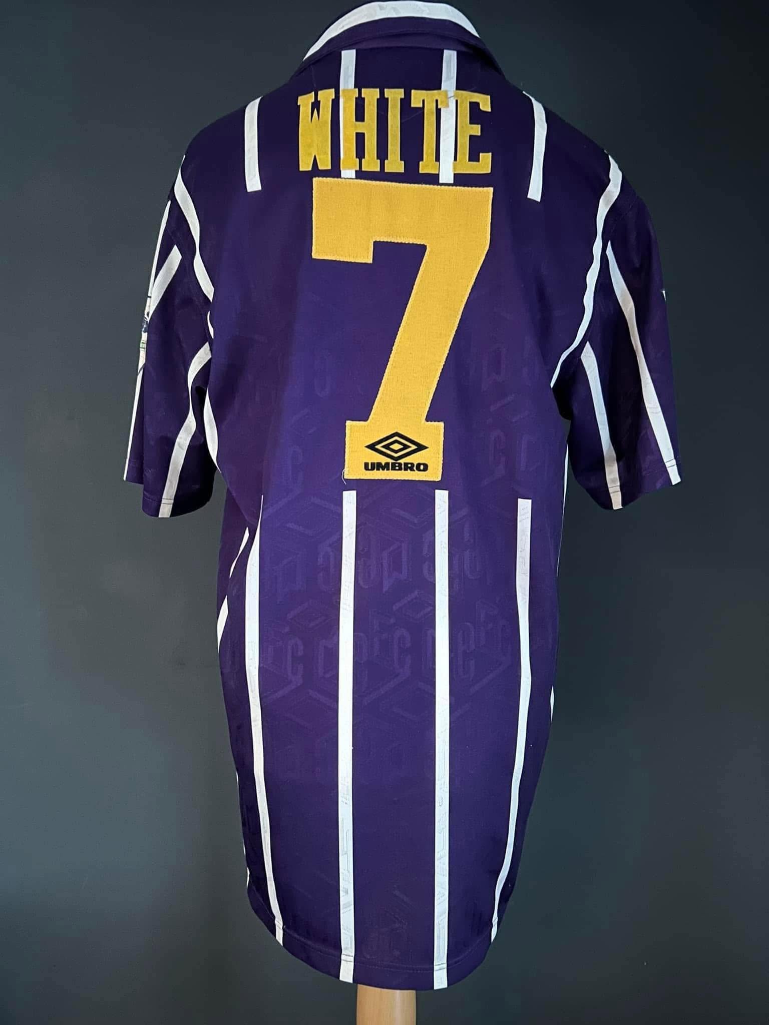 David White 1993/94 Premier League Away Match-Worn Shirt - Image 2