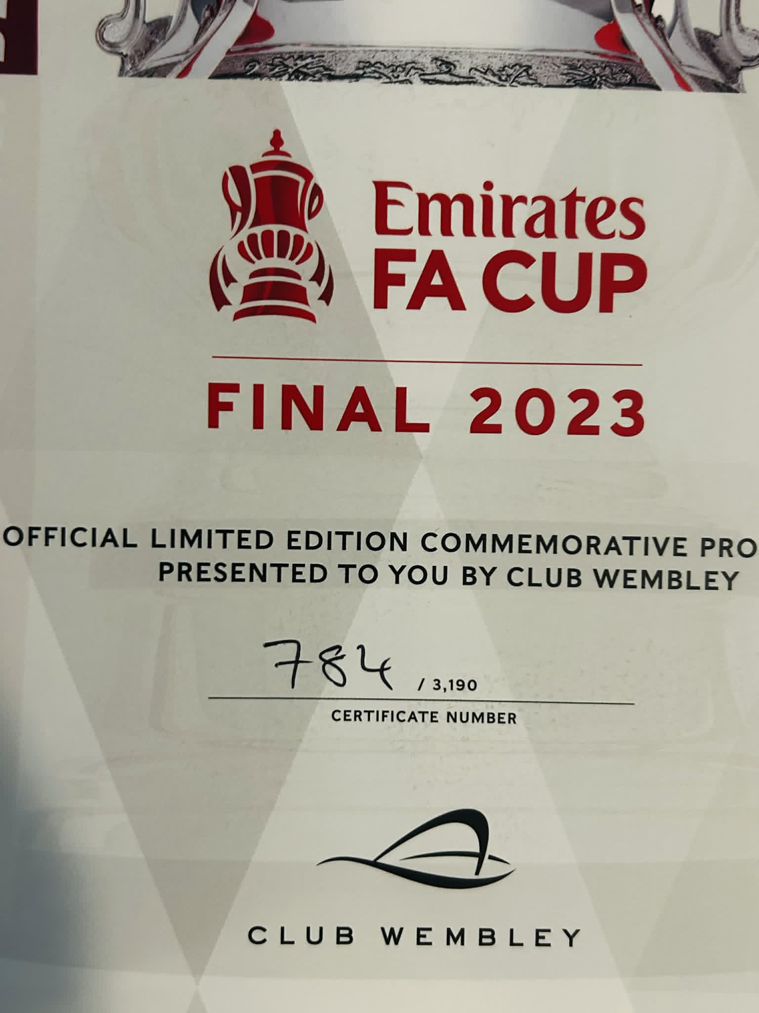 2023 FA Cup Final Limited Edition Club Wembley Signed Programme - Image 2