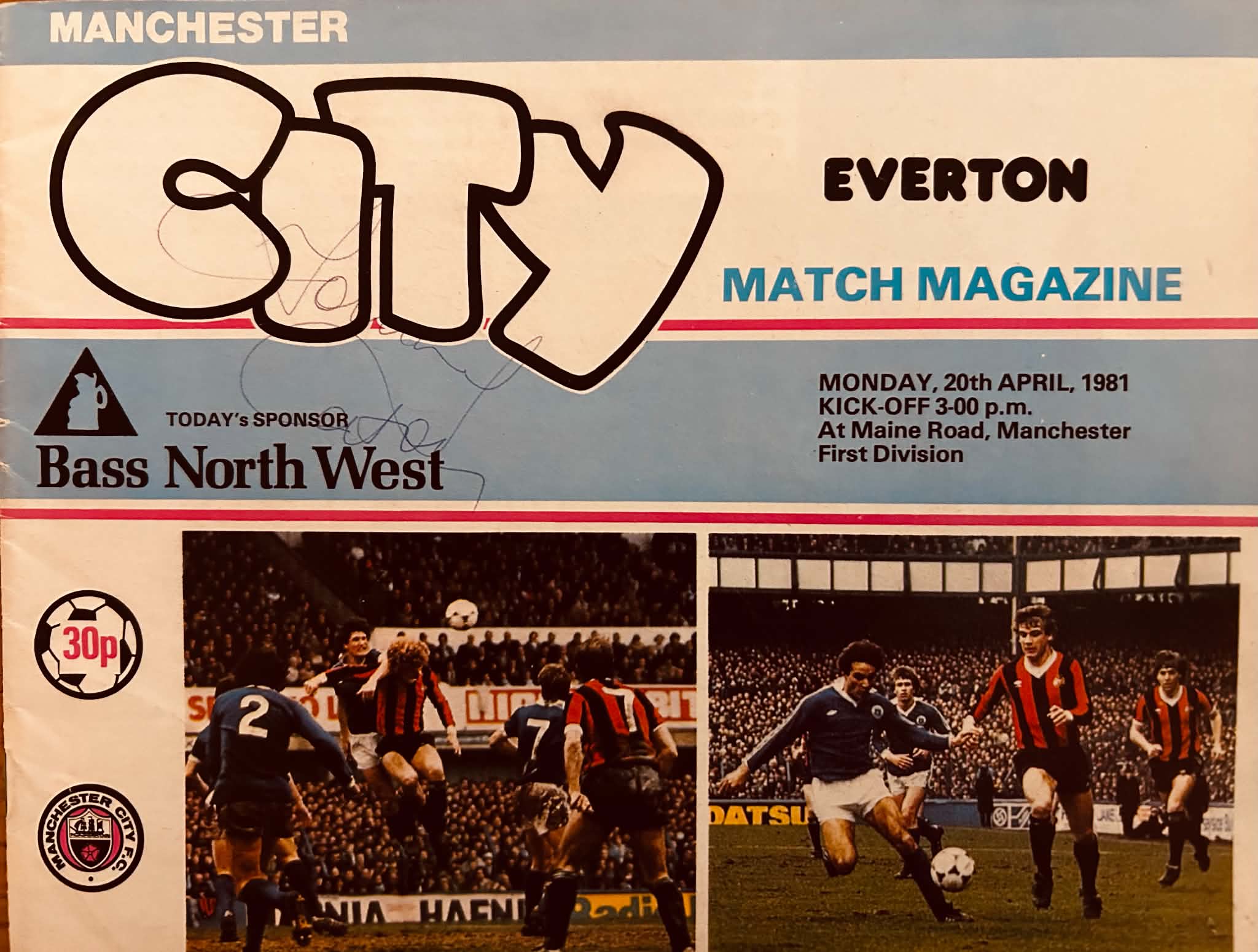 Tommy Caton Signed City Matchday Programme – 28th April 1981