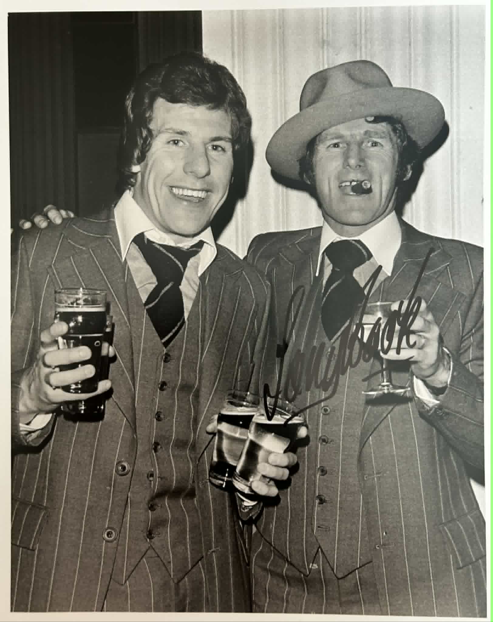 Tony Book Signed A4 Black and White Photograph – 1976 League Cup Celebration