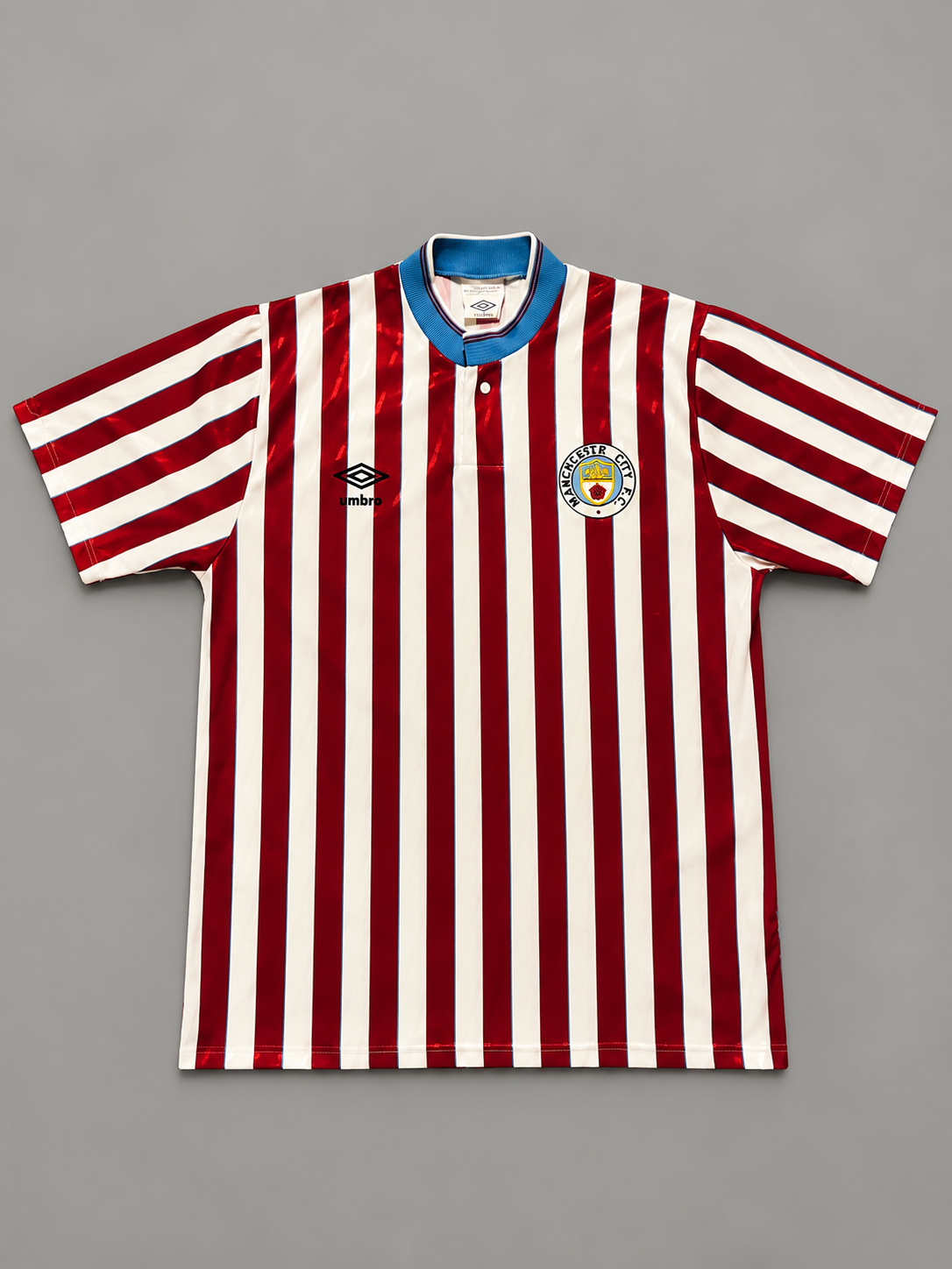 1988–90 Manchester City Original Umbro Away Shirt – “Deck Chair” – Large