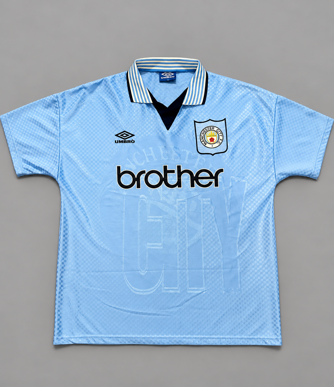 1995–97 Manchester City Original Umbro Home Shirt – Brother – XL