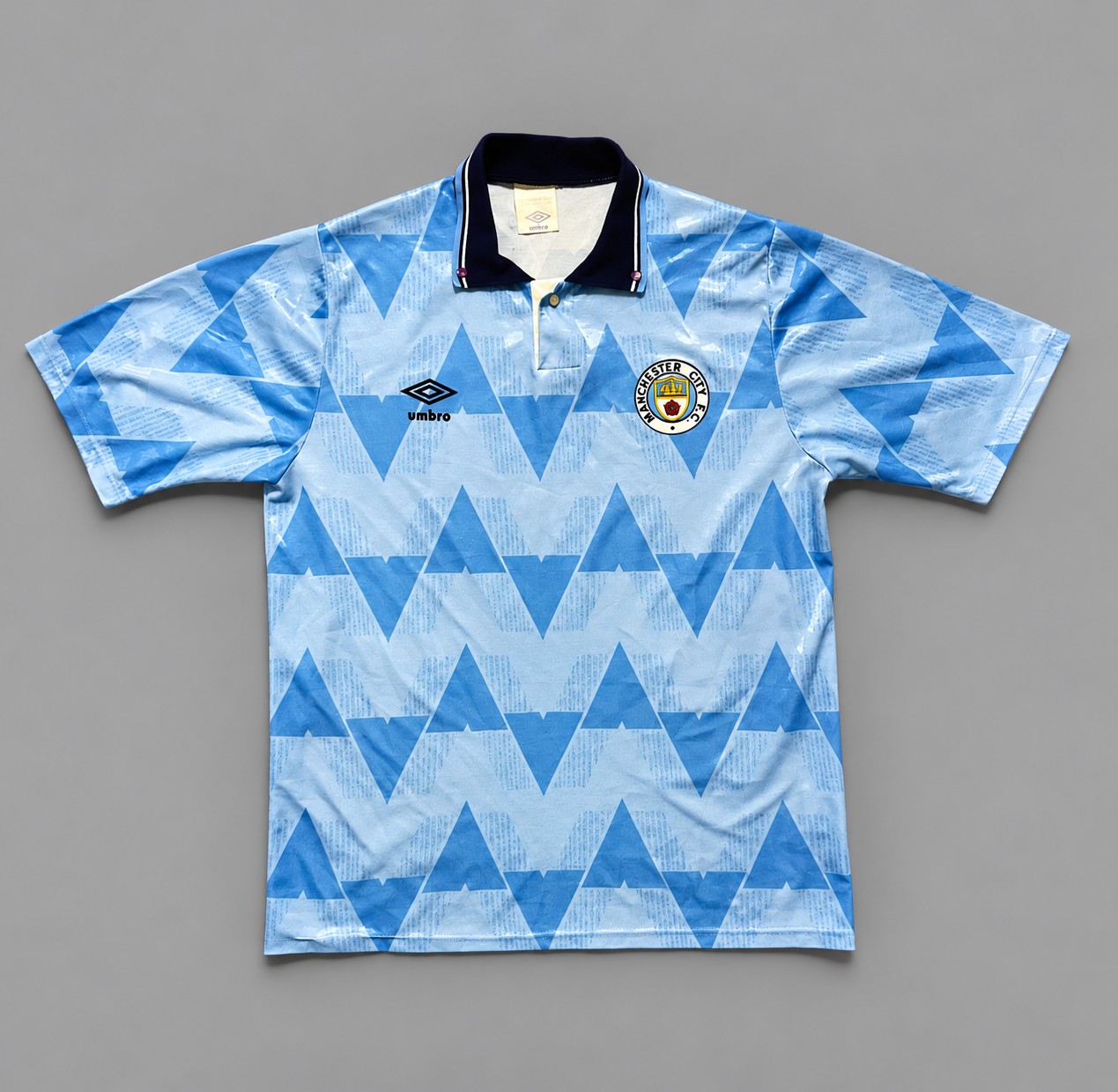 1989–91 Manchester City Original Umbro Home Shirt – The 5–1 Derby Shirt – Large