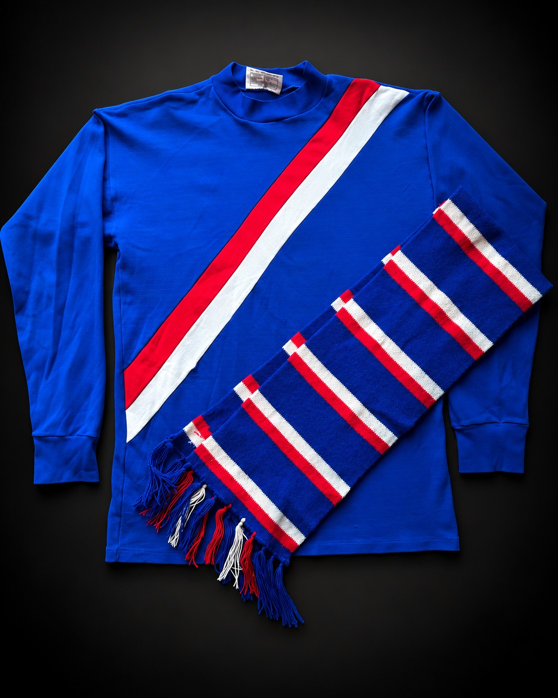 Original 1972/73 Manchester City Third Shirt – Iconic Blue Sash Design with Original Matchday Scarf - Image 3