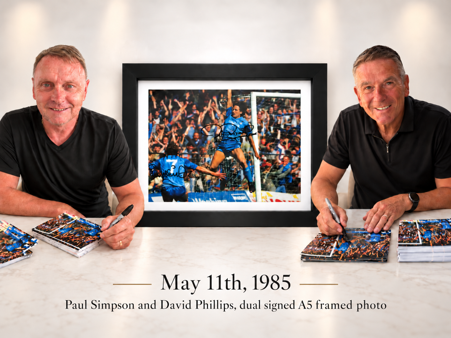 1985 Promotion Day – Paul Simpson & David Phillips Dual-Signed Framed Photo - Image 2